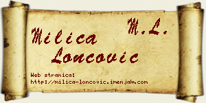 Milica Loncović vizit kartica